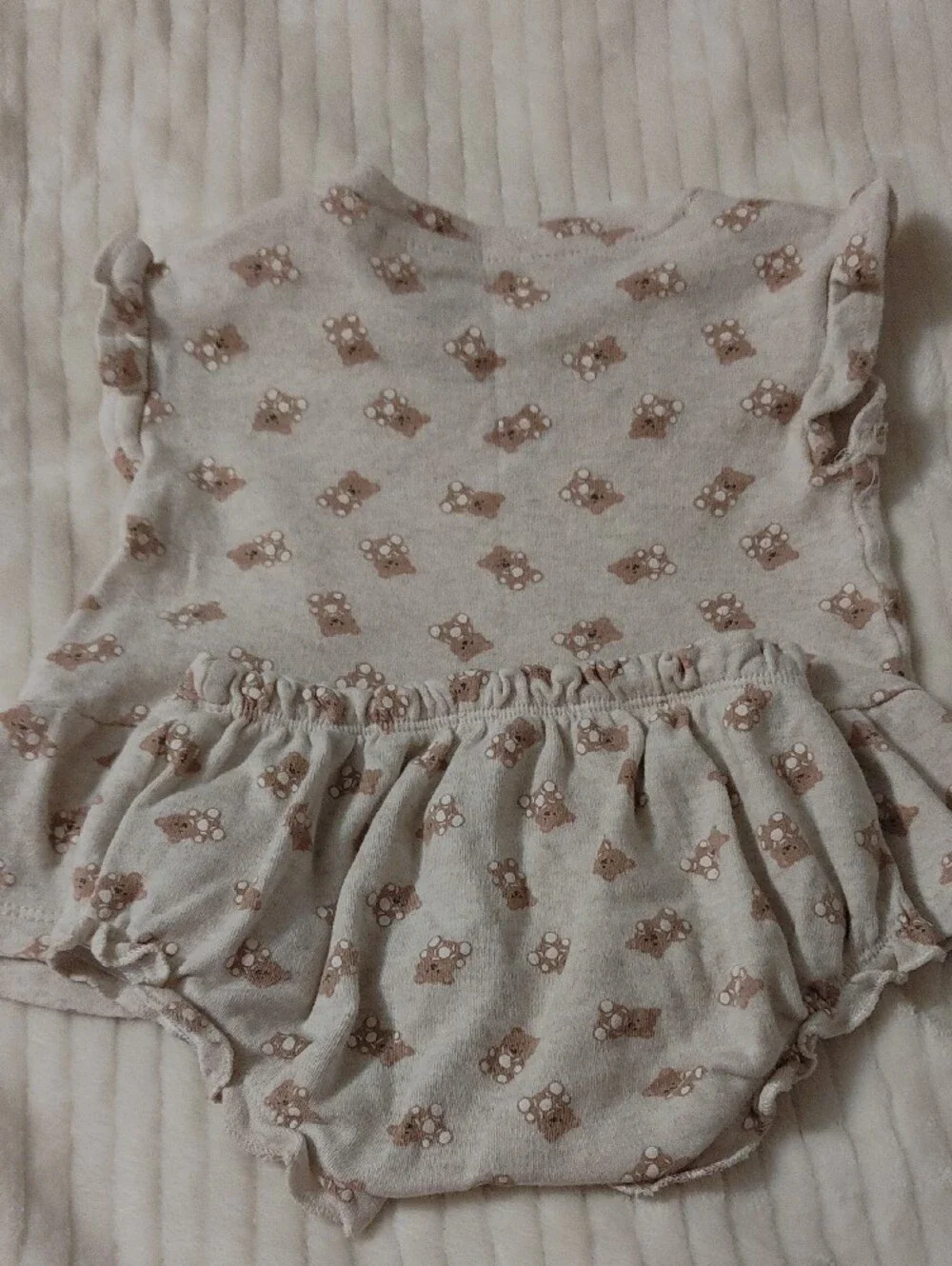 Limited Too Cream and Light Brown Bear Print Matching Set - Picture 4 of 4